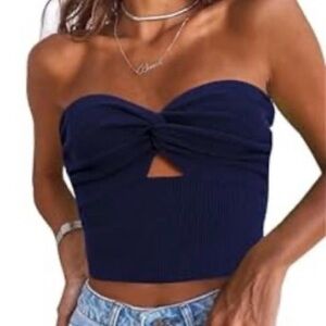 Amazon | Navy Blue Strapless Top
